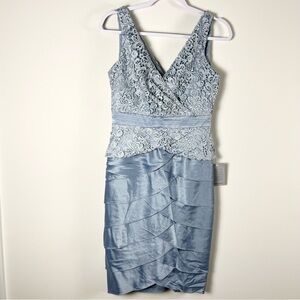 NWT Adriana Papell Occasions Womens Light Blue Lace Dress Size 4 Fairy Tulip